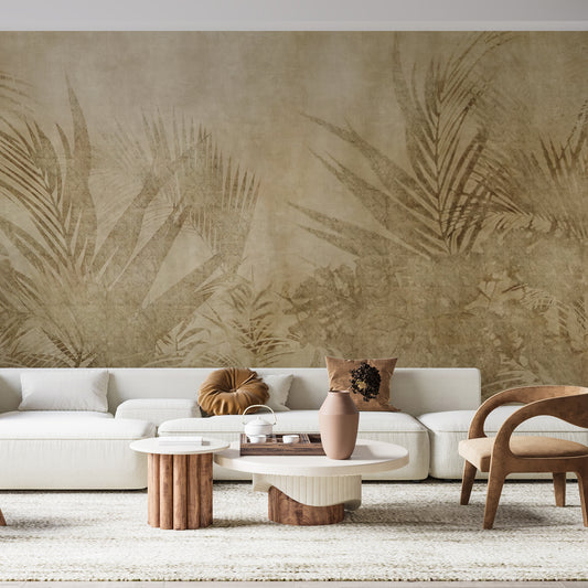 Vintage Sepia Tropical Mural