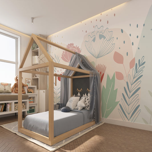 Abstract Pastel Garden Mural