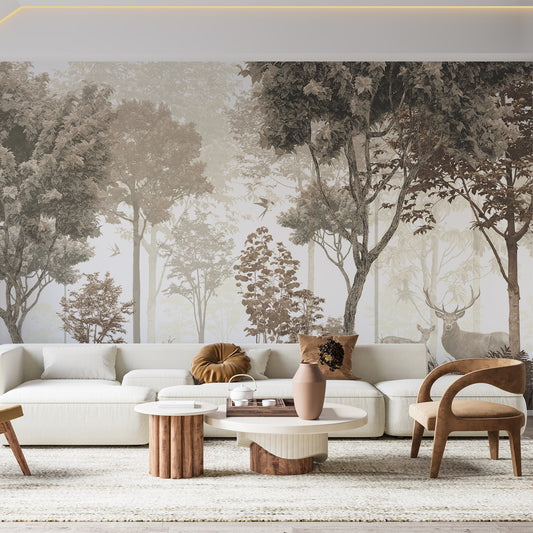 Serene Forest Deer Mural