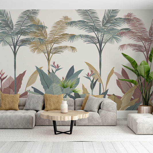 Tropical Garden Pastel Mural