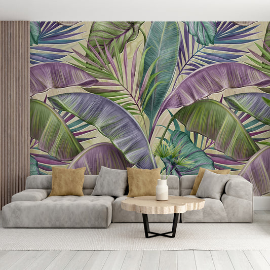 Vibrant Jungle Foliage Mural - Light