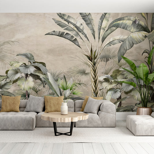 Elegant Tropical Foliage Mural