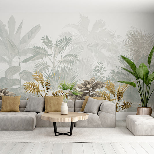 Golden Touch Tropical Foliage Mural