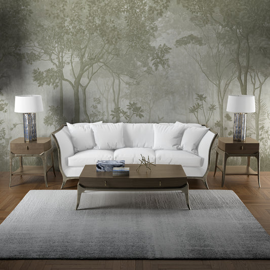 Enchanted Forest Mist Mural - Serene Nature Art for Interior Spaces