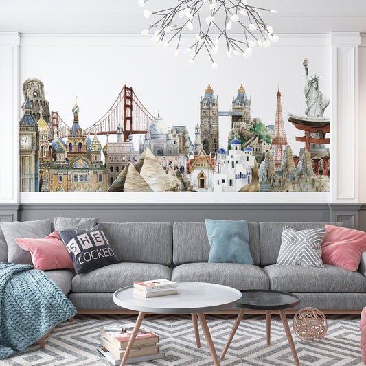 World Wonders Watercolor Mural