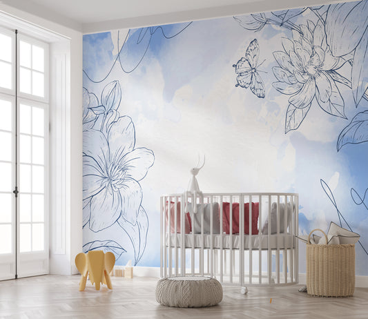 Blue Butterflies and Blooms