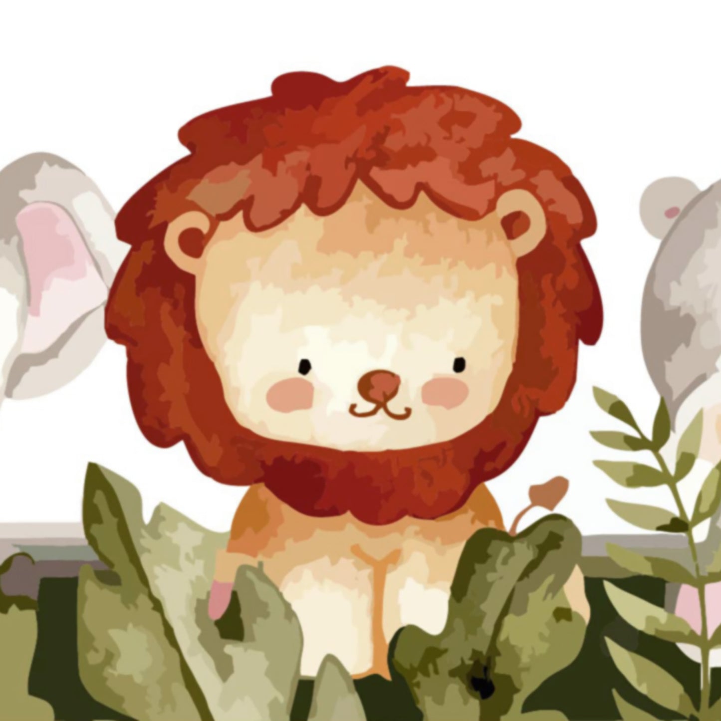 Watercolor Jungle Animals Mural for Kids - Charming Design