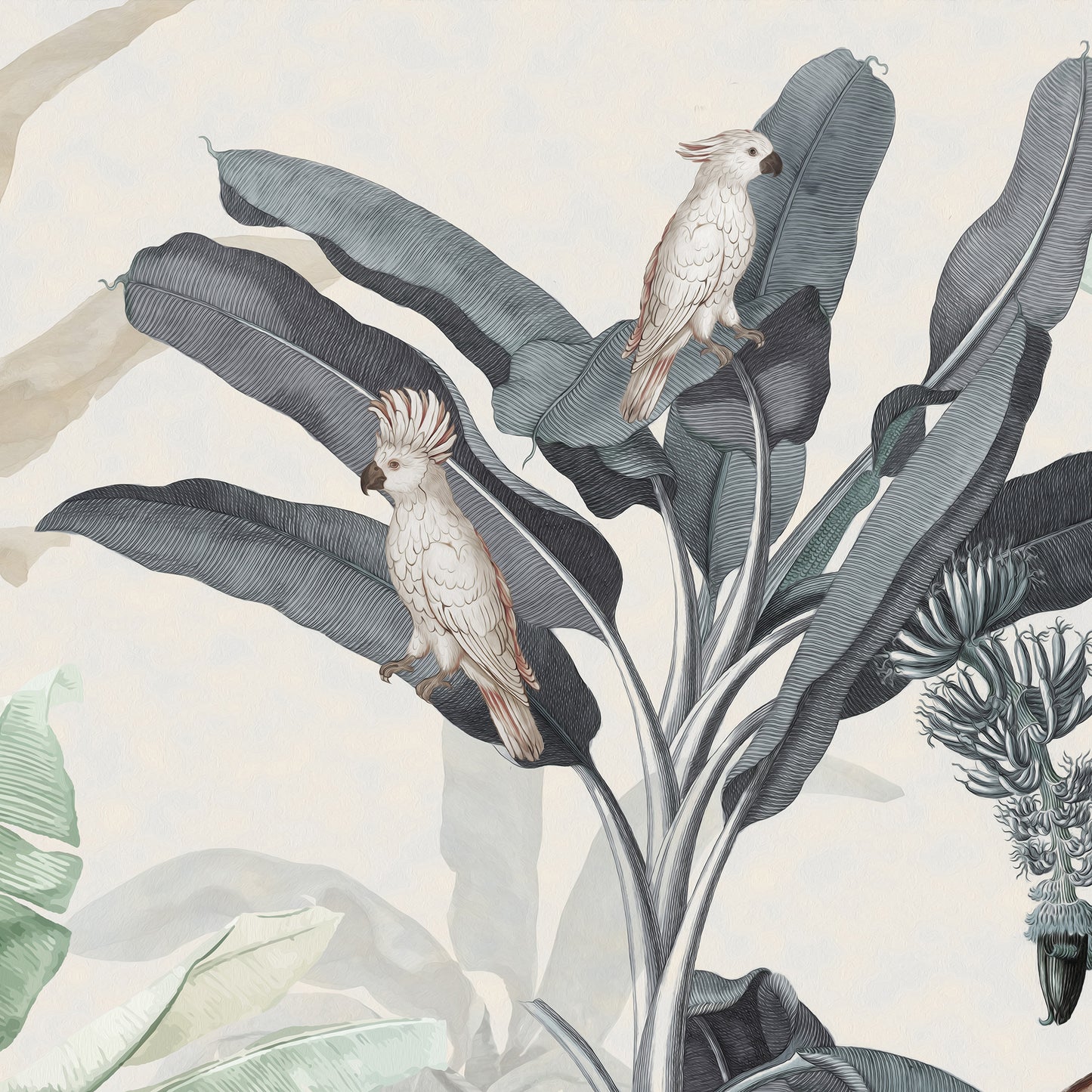 African Safari Dreams: Retro Children's Mural with Jungle Animals in Soft Pastels