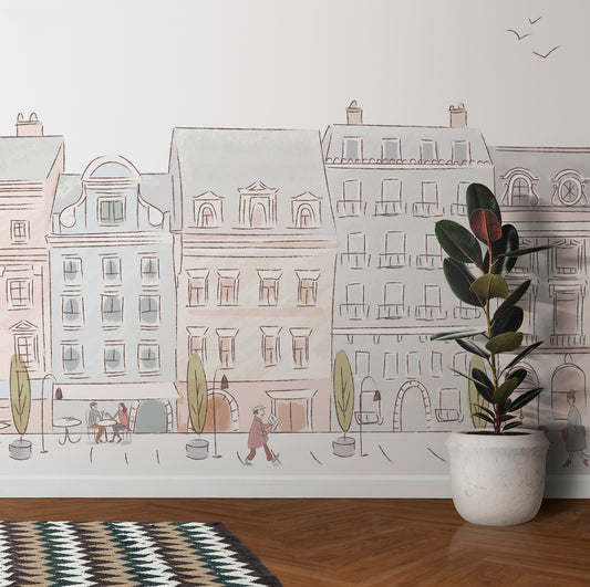 Paris Street Sketch Mural