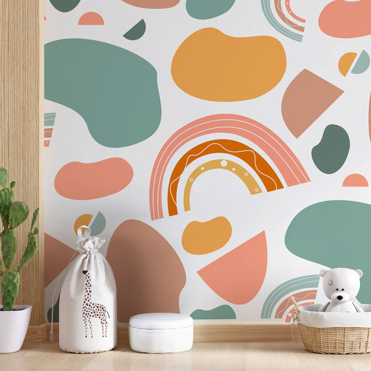 Rainbow Shapes Abstract Wallpaper Mural