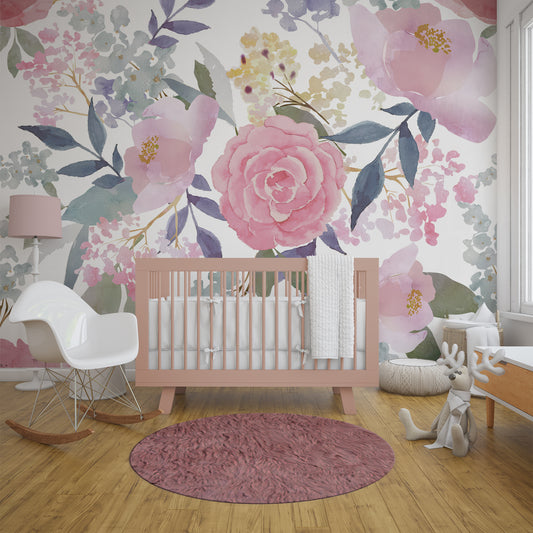 Blooming Romance - Watercolor Rose Garden Wall Mural
