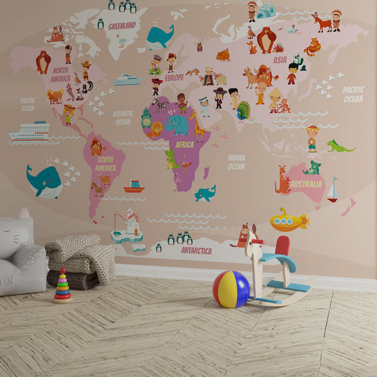 Colorful World Map for Kids