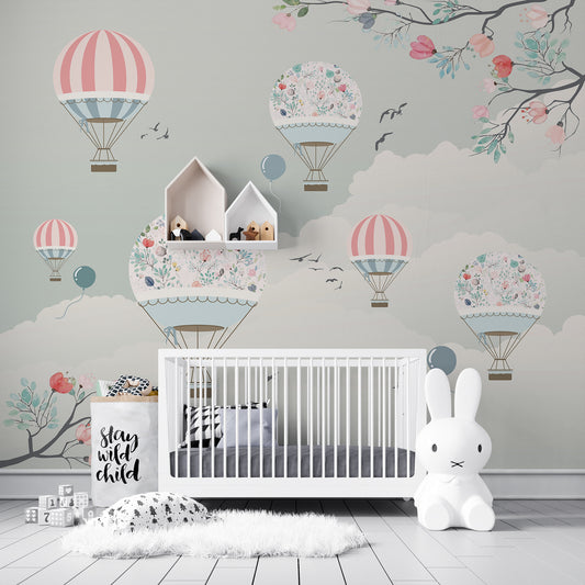 Elegant Hot Air Balloons with Floral Patterns