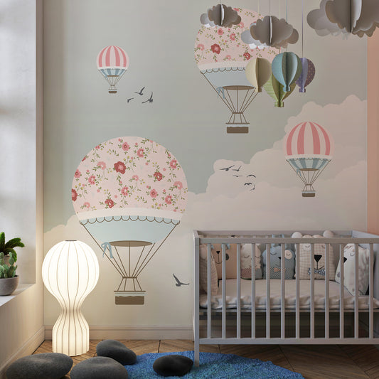 Pastel Hot Air Balloons in a Dreamy Sky