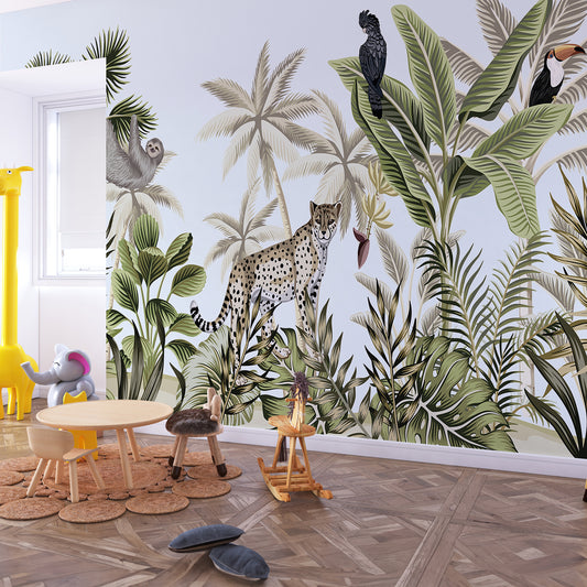 Jungle Serenity with Leopard and Sloth
