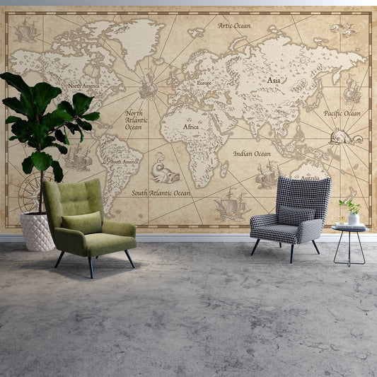 Vintage Nautical World Map: A Maritime Adventure