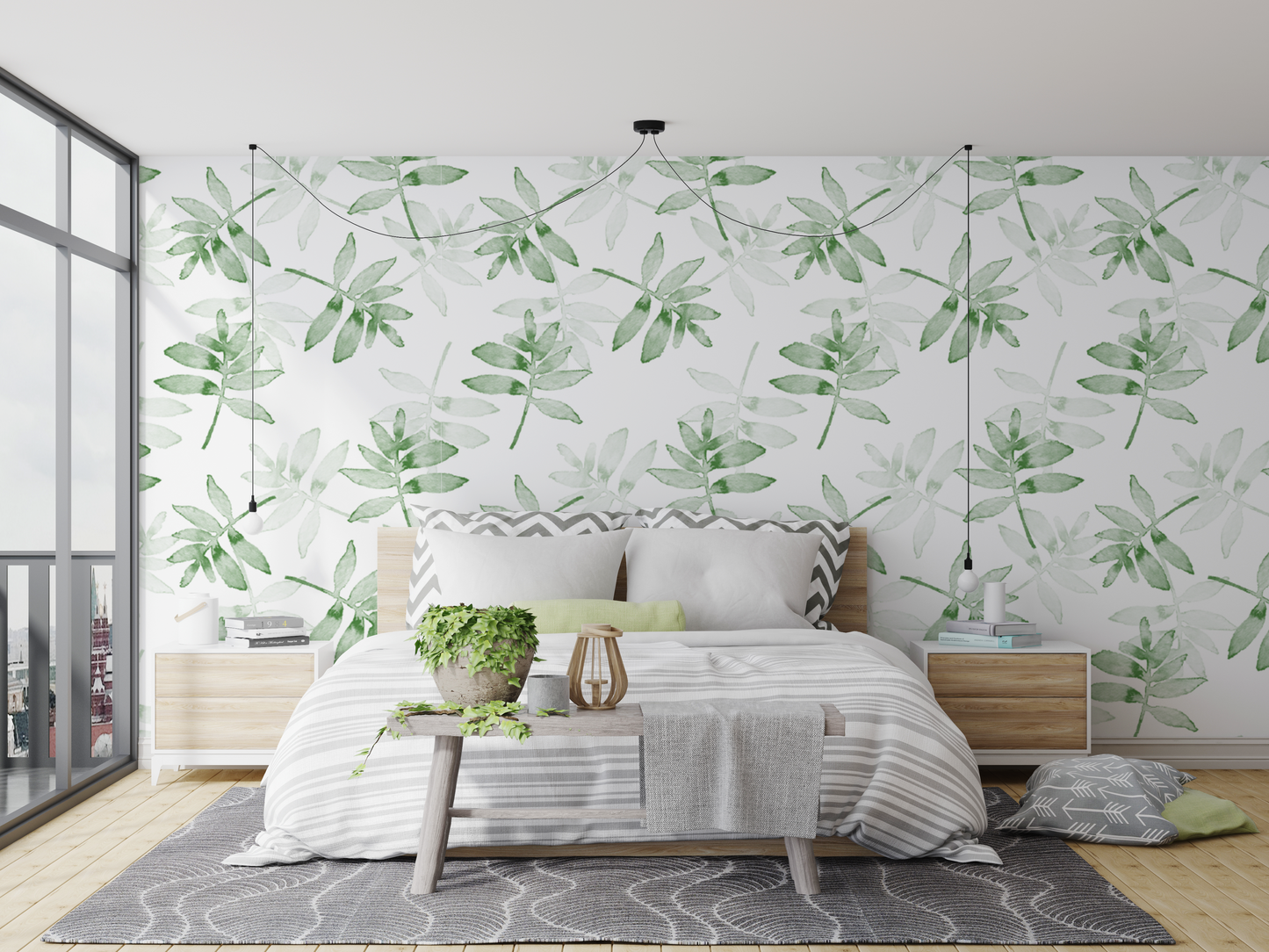 Soft Sage Watercolor Leaves