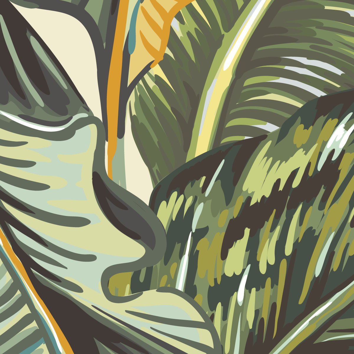 Retro Tropical Banana Leaves