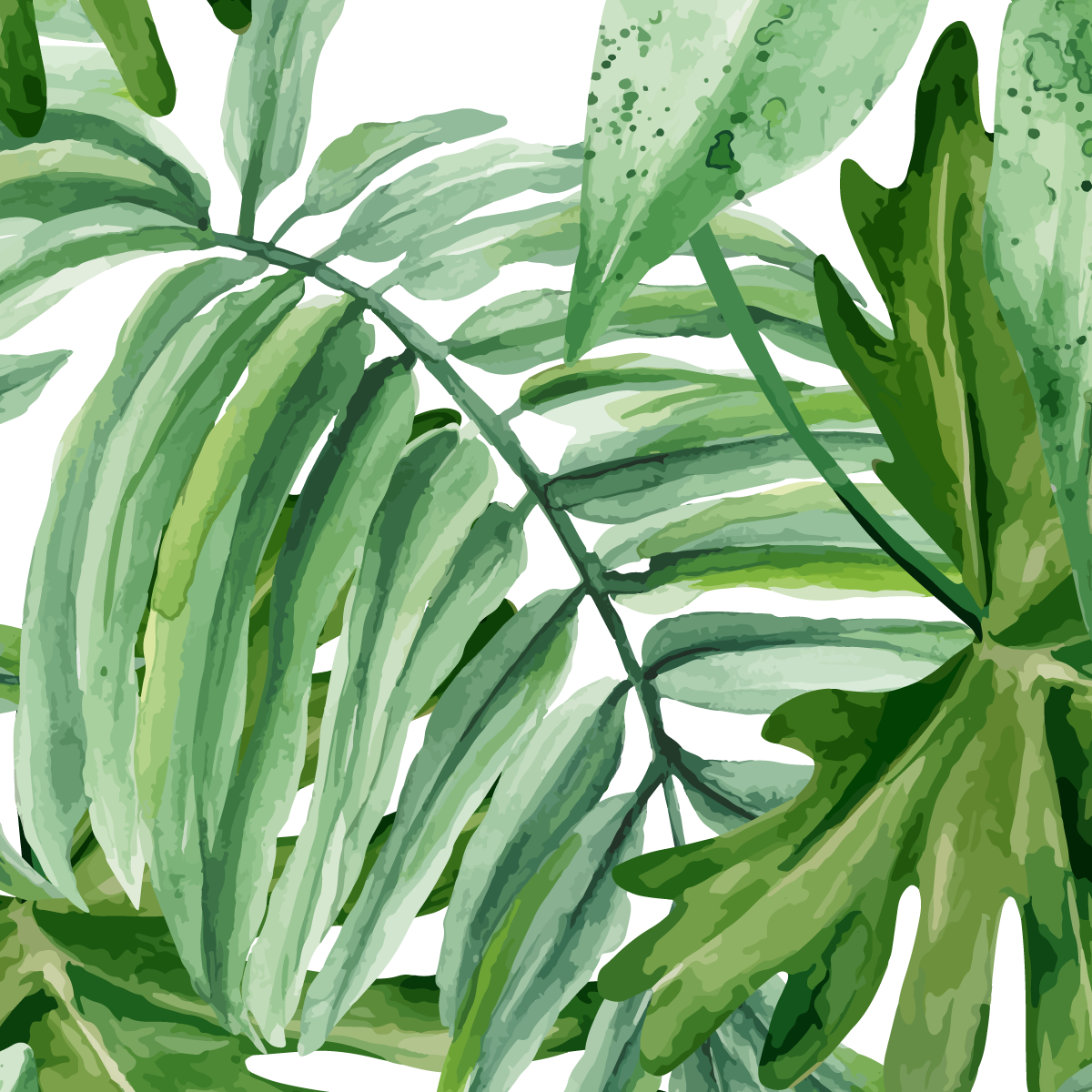 Tropical Watercolor Palm & Monstera