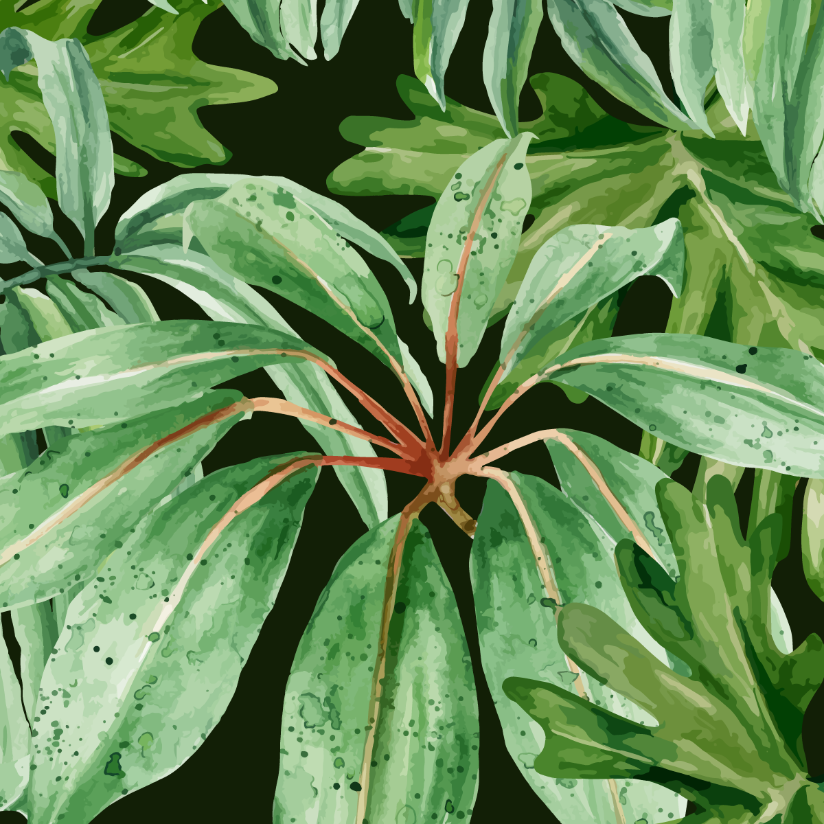 Dark Tropical Watercolor
