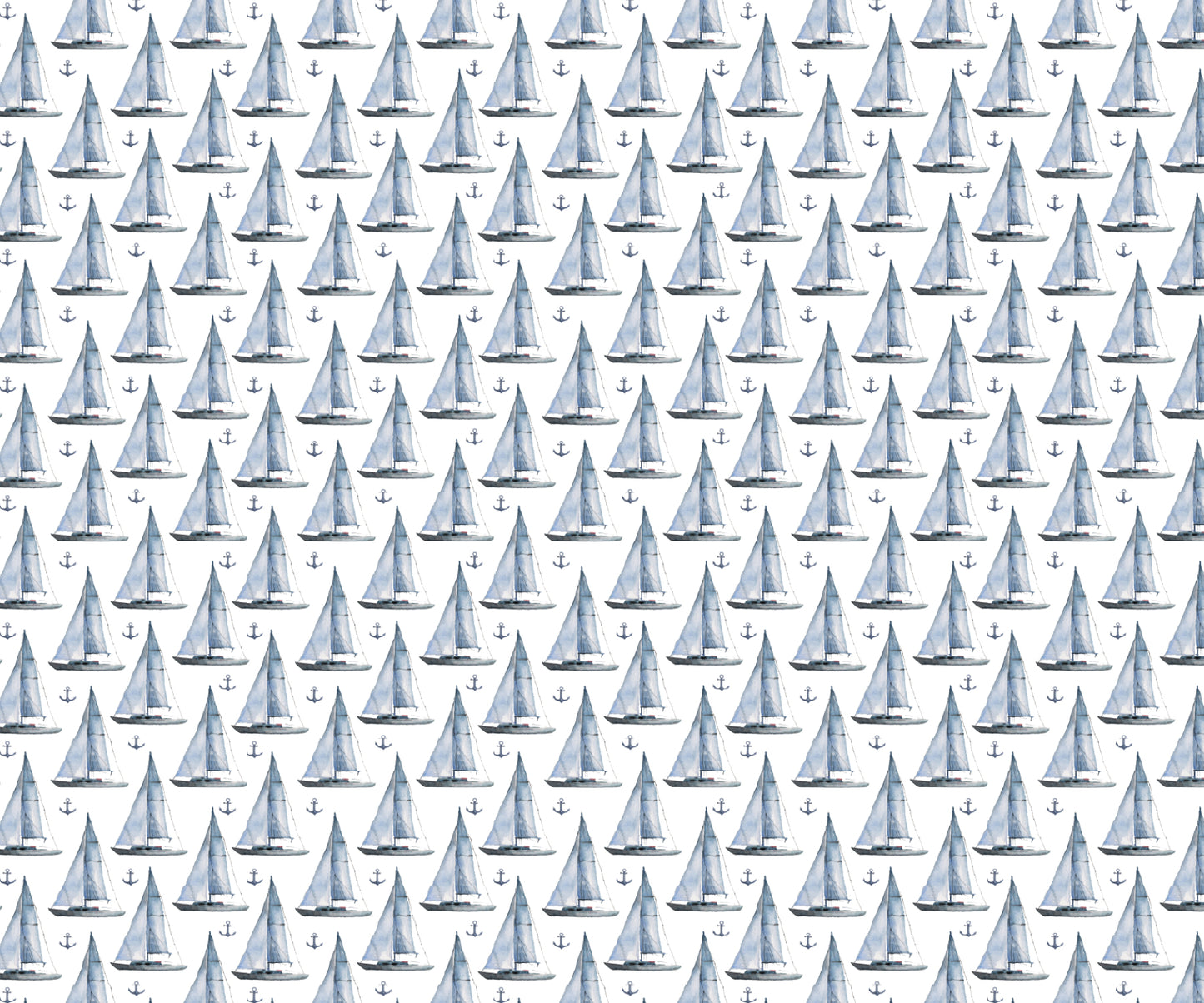 Watercolor Sailboats & Anchors Mural