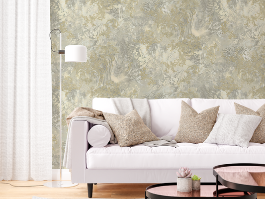 Luxurious Gold Damask & Abstract Texture Wall Mural - Modern Elegance Wallpaper