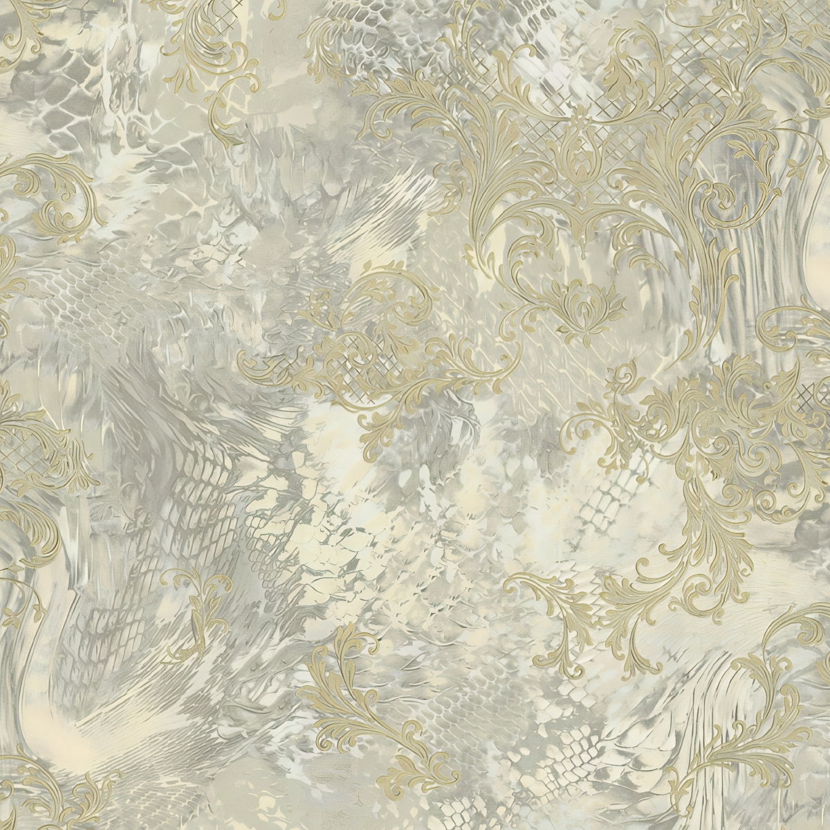 Luxurious Gold Damask & Abstract Texture Wall Mural - Modern Elegance Wallpaper