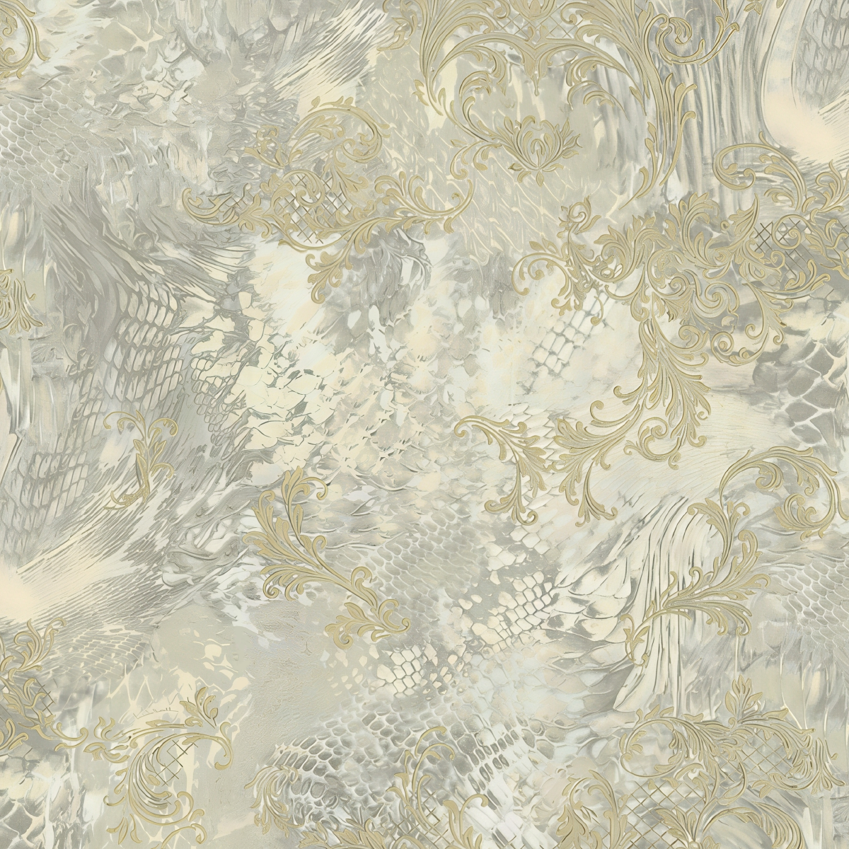 Luxurious Gold Damask & Abstract Texture Wall Mural - Modern Elegance Wallpaper