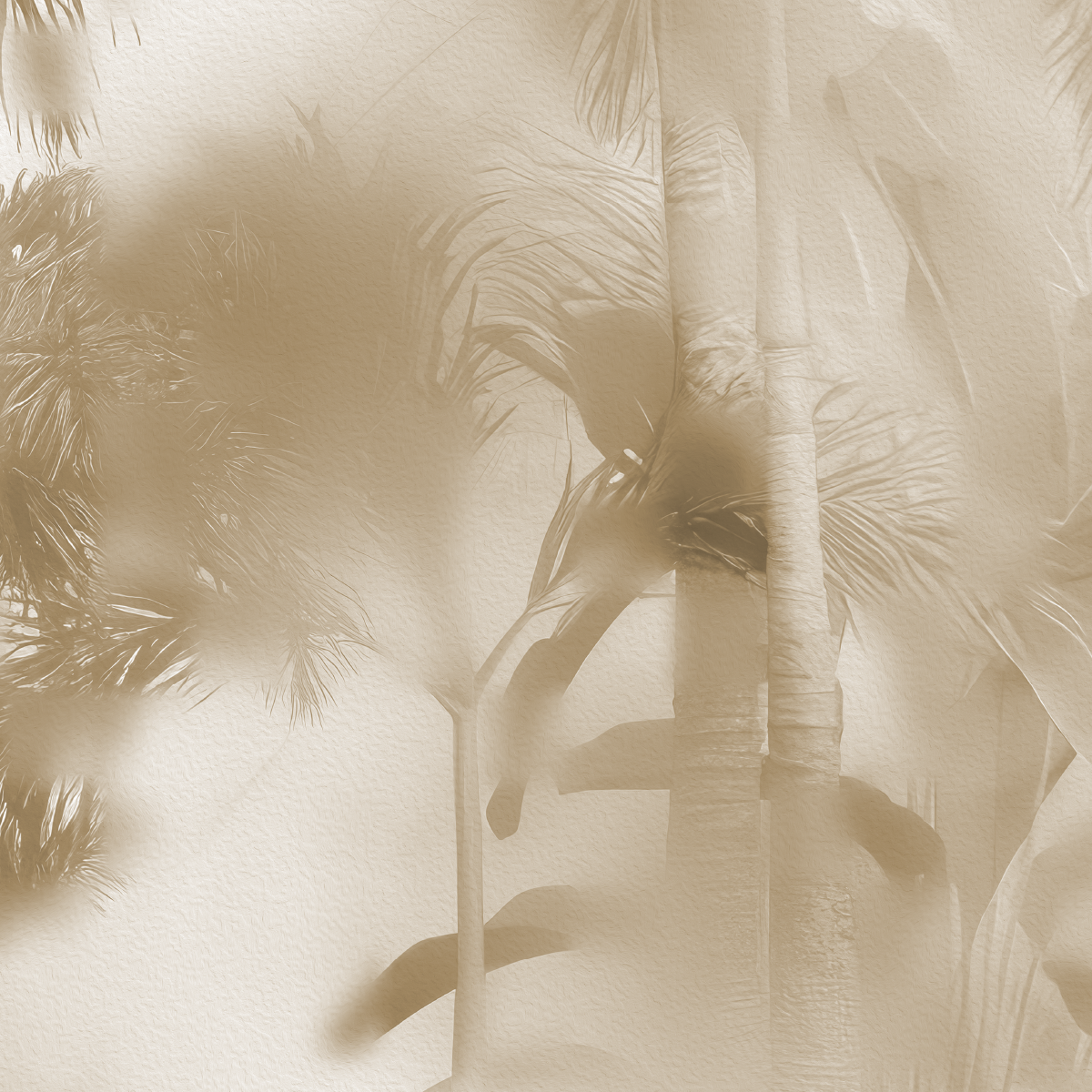 Ethereal Muted Palm Tree Mural
