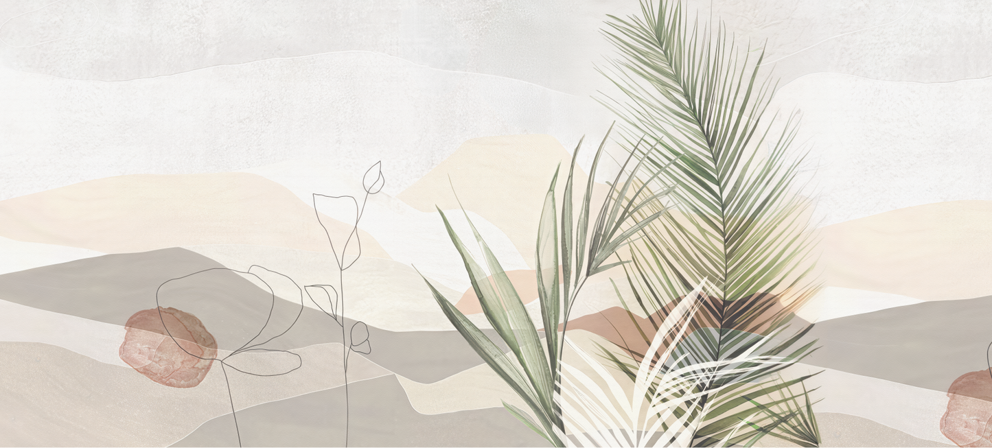 Abstract Botanical Pastel Landscape Mural