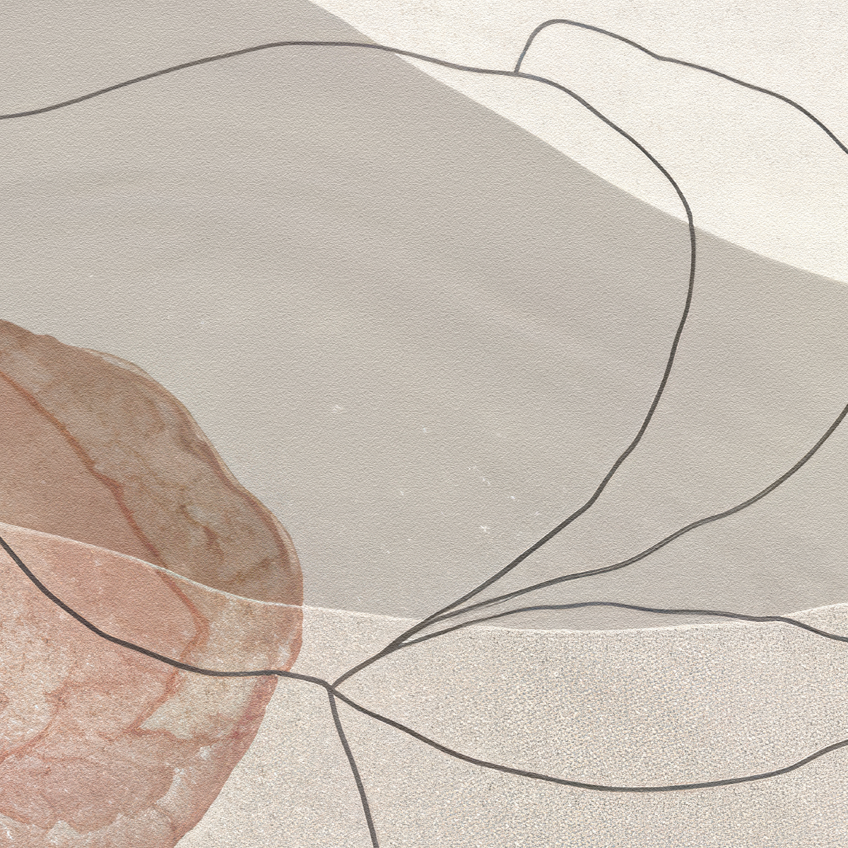 Abstract Botanical Pastel Landscape Mural