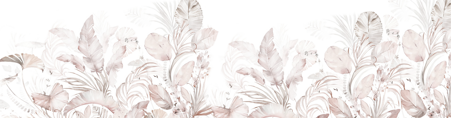 Soft Pink Tropical Leaf Mural