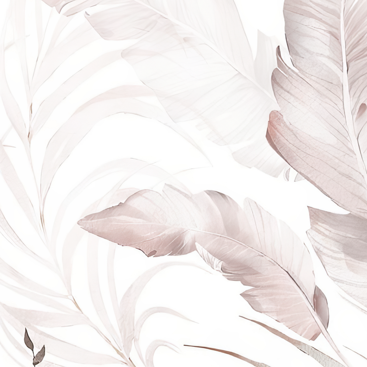 Soft Pink Tropical Leaf Mural