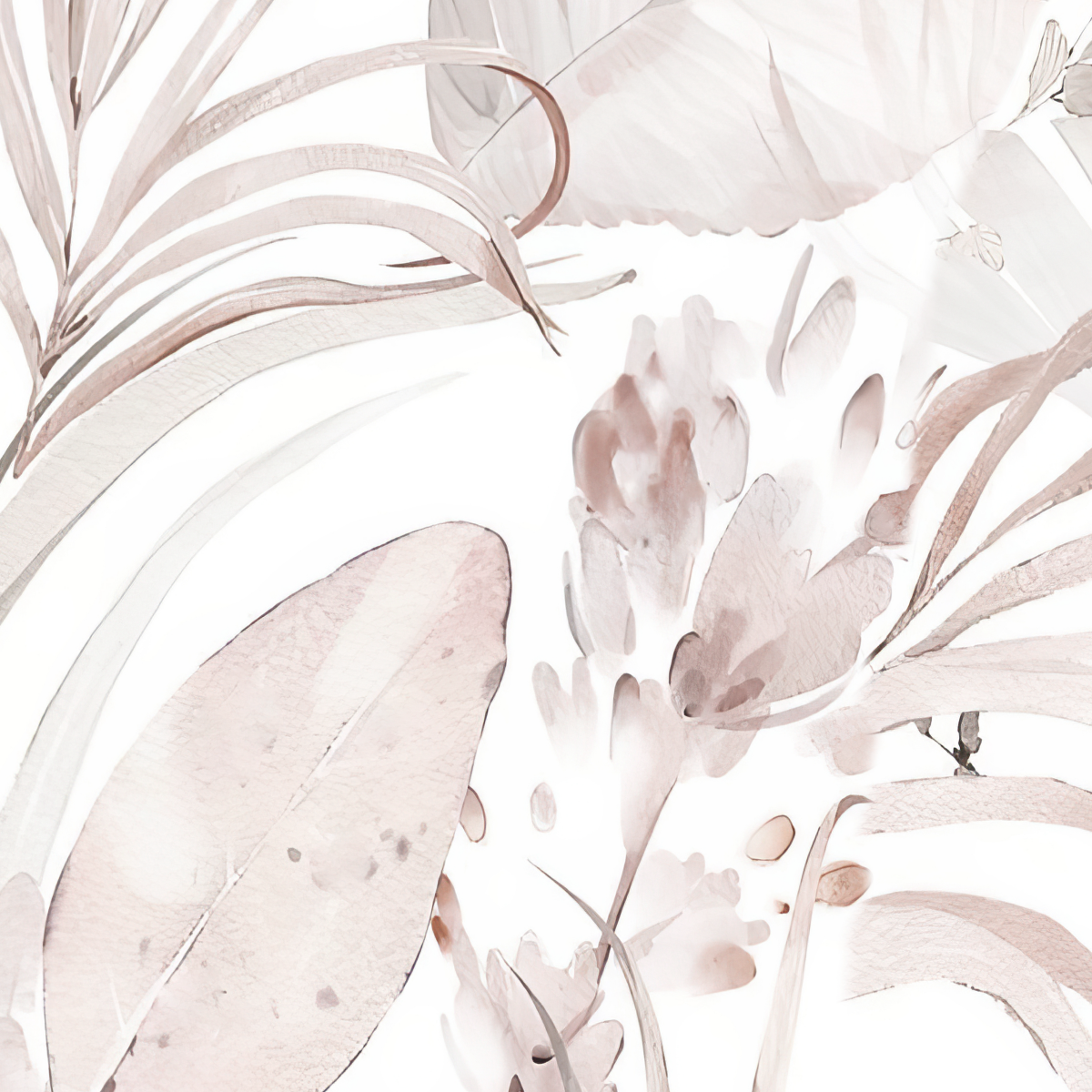Soft Pink Tropical Leaf Mural