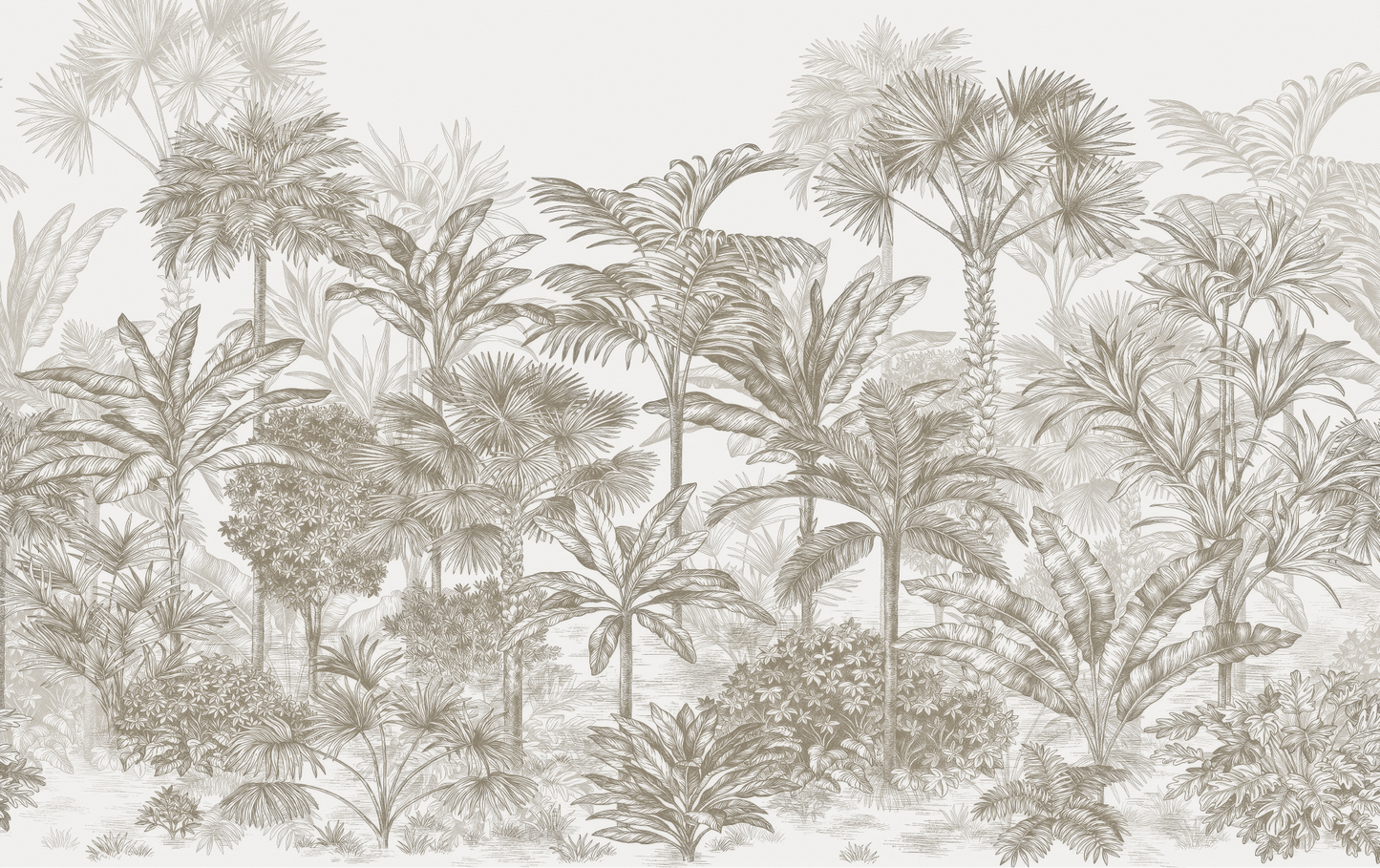 Detailed Tropical Forest Outline Mural