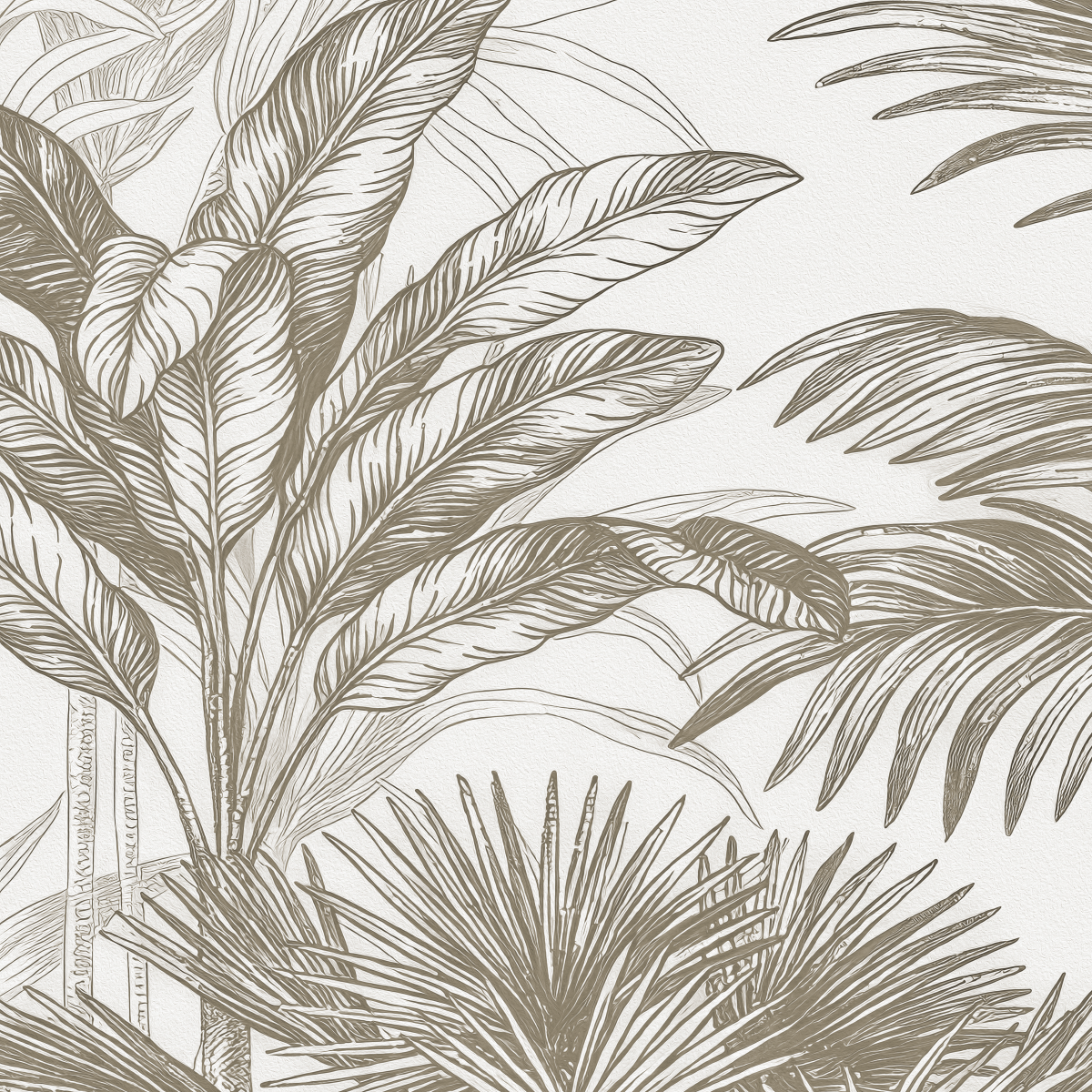 Detailed Tropical Forest Outline Mural