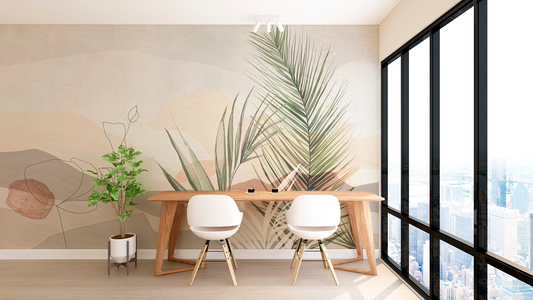 Abstract Botanical Pastel Landscape Mural