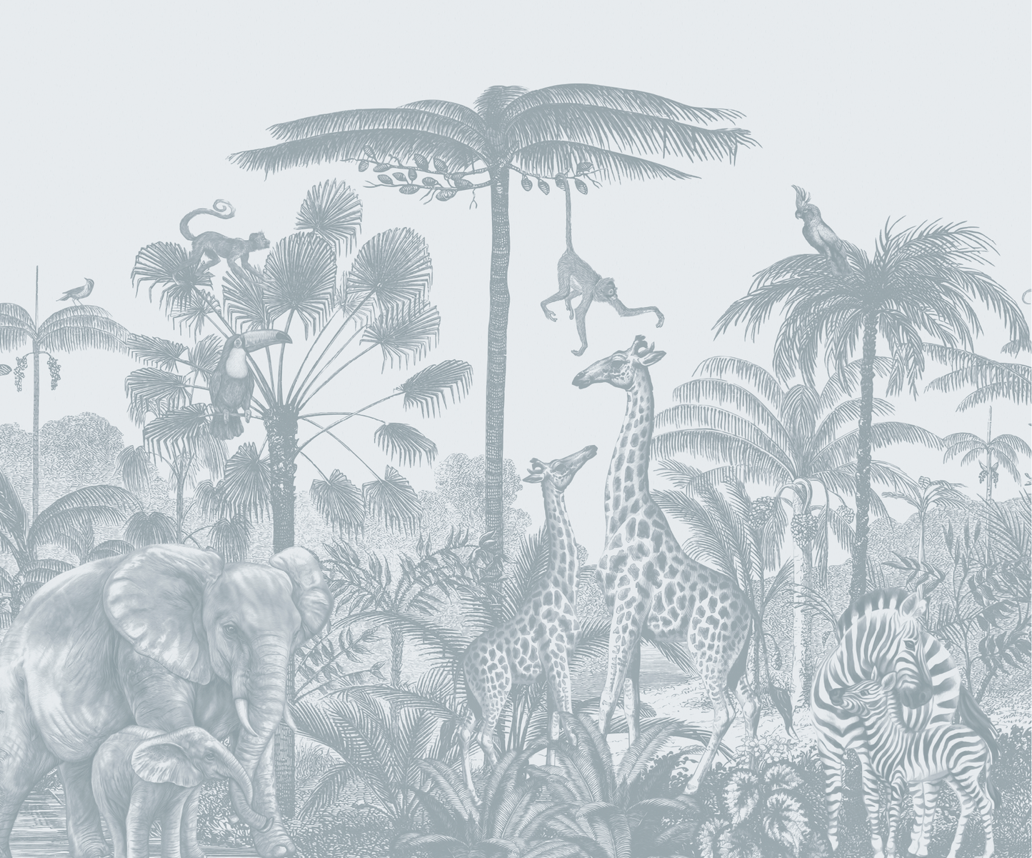 Playful Safari Jungle Animals Mural