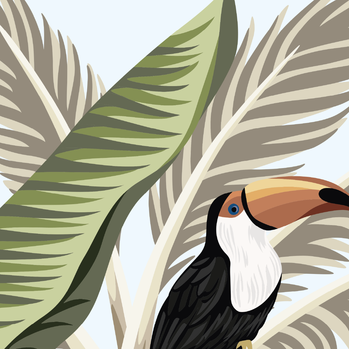 Lively Tropical Toucan & Parrot Mural