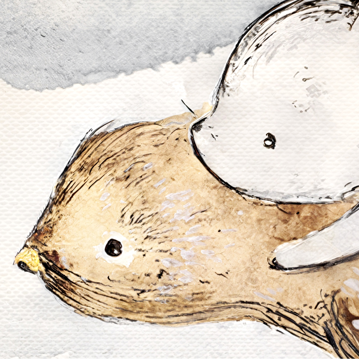 Dreamy Flying Bunny & Bird Mural