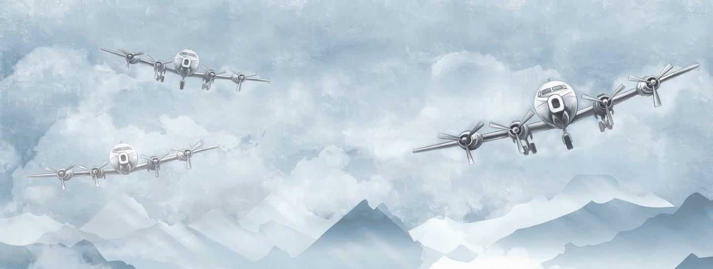 Vintage Airplane Sky Nursery Mural