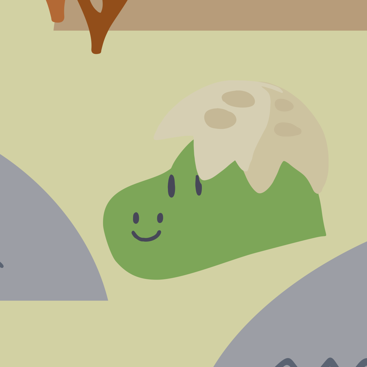 Playful Cartoon Dinosaur Landscape Mural