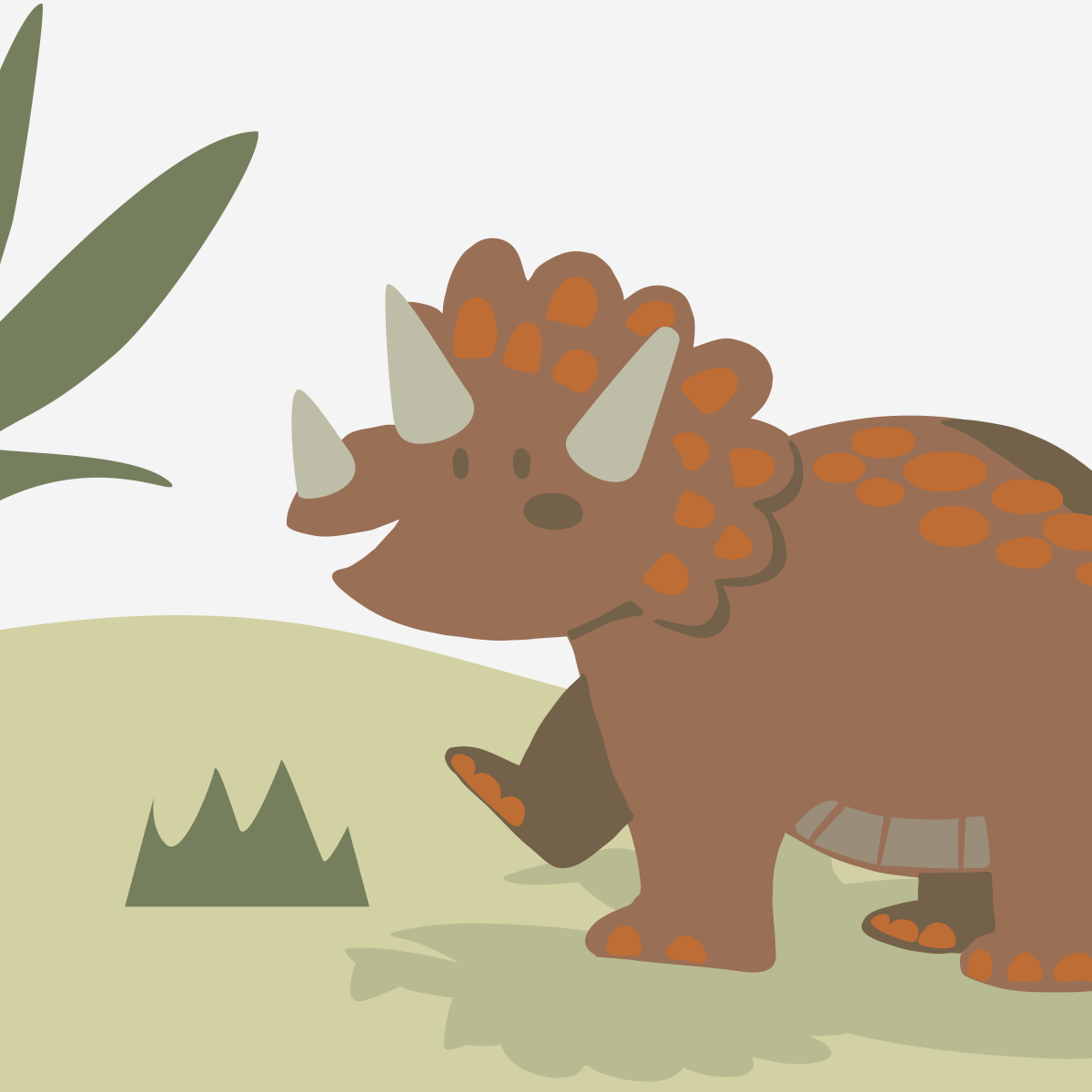 Playful Cartoon Dinosaur Landscape Mural