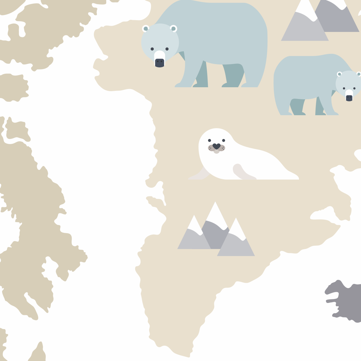 Educational World Map Animals Mural
