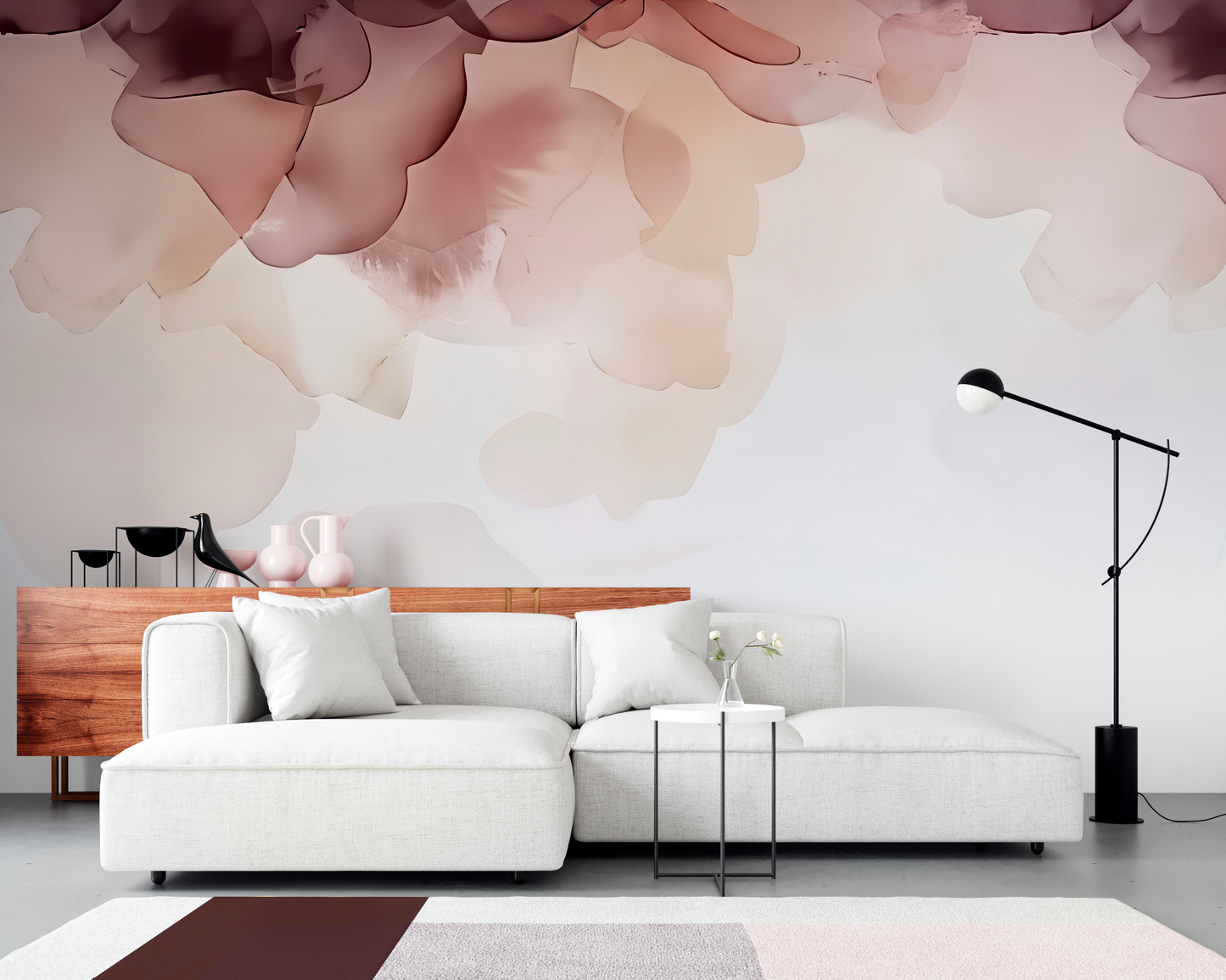 Abstract Blush Ink Wash Wall Mural