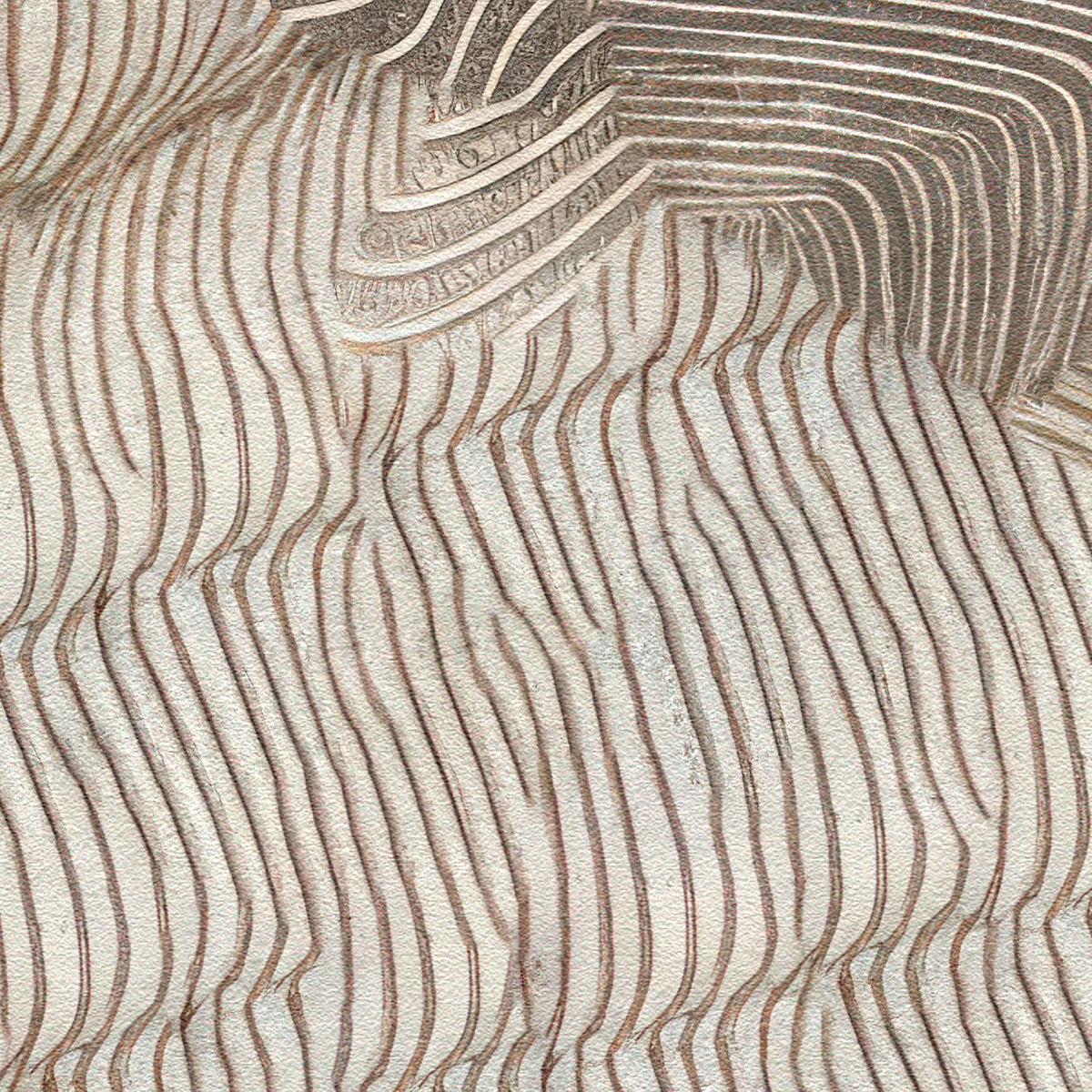 Dynamic Gold Wavy Lines Mountain Mural