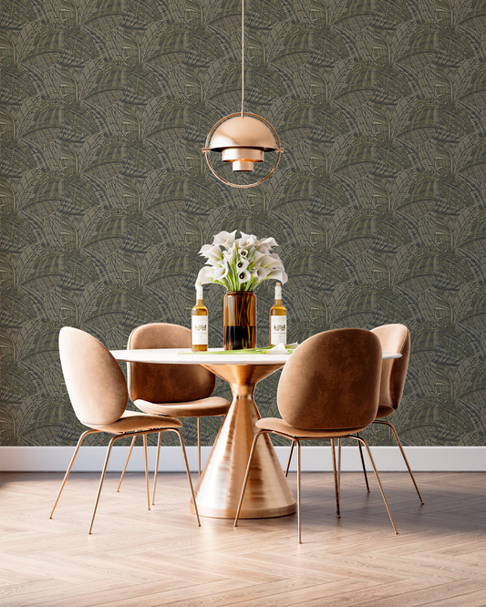 Textured Tropical Palm Fronds Mural