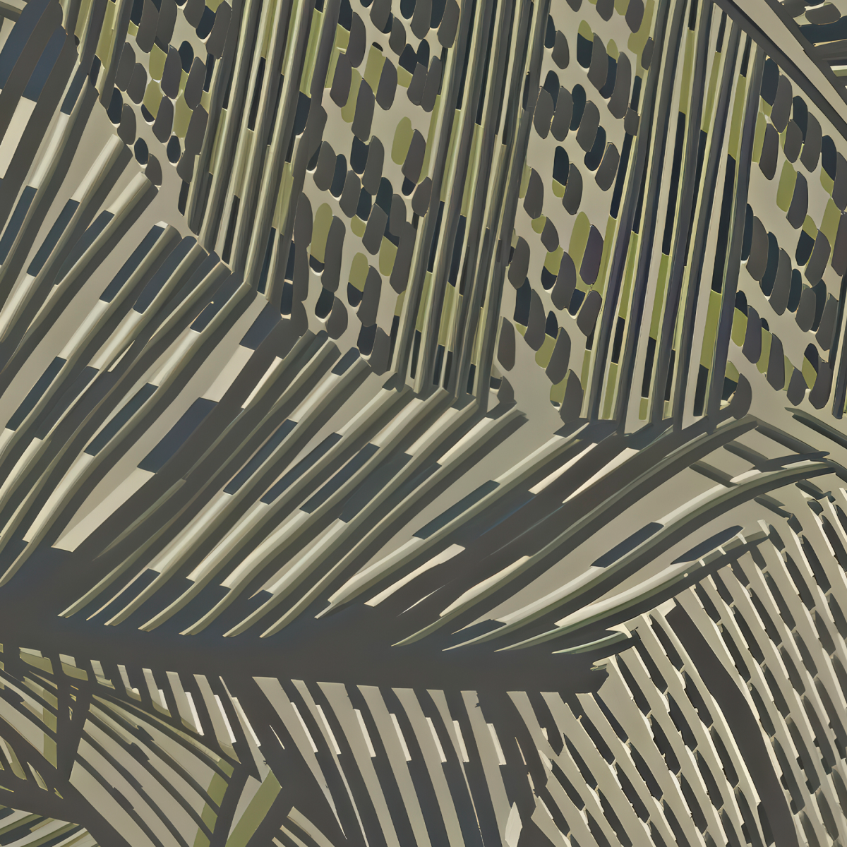 Textured Tropical Palm Fronds Mural