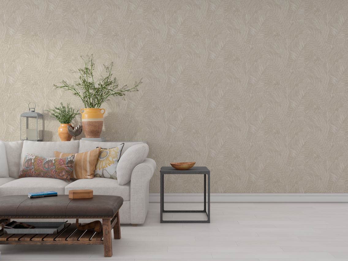 Soft Textured Tropical Leaf Mural