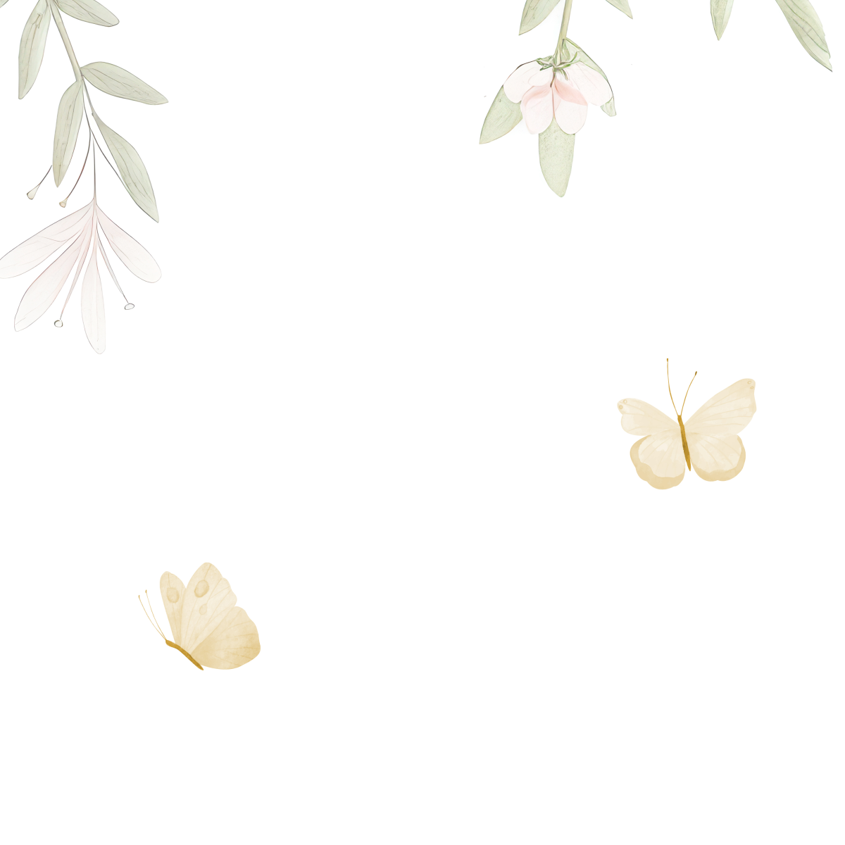 Delicate Hanging Vines & Butterfly Mural